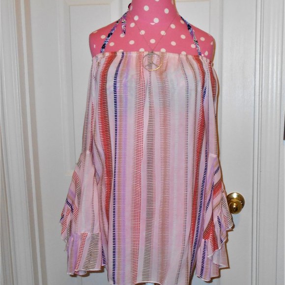 Fever Tops - FEVER (M) Ballet Pink Blouse Bell Sleeves Off Shoulder